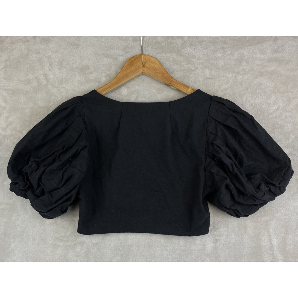 Forever 21 XS Black Babydoll Crop Top Puff Sleeve Elena Gilbert Whimsigoth - Picture 6 of 12
